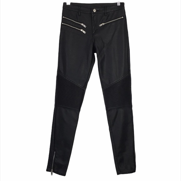 H&M Divided Ankle Moto Faux Leather Skinny Pants - Picture 1 of 12